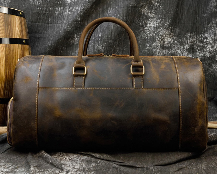 Retro Crazy Horse Leather Men's Travel Bag from Bags, Shoes & More