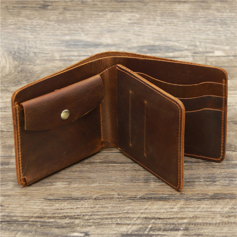 Stylish Men's Leather Wallet - Premium Quality Leather Card Organizer on Rustic Wooden Background