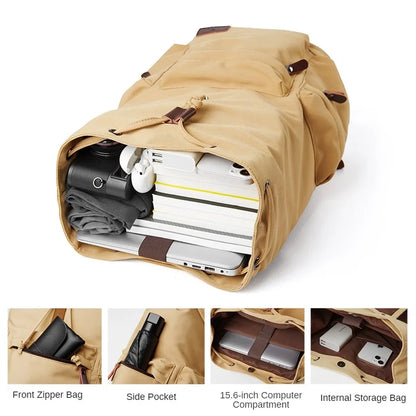 Vintage Canvas Backpack Large Capacity 15.6inch Laptop Casual Bag - Health Rise Base