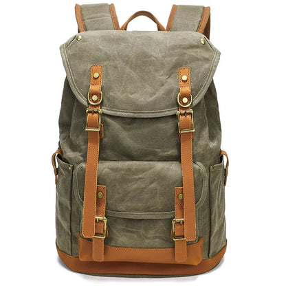 Retro Oil Wax Canvas Waterproof Backpack - Health Rise Base