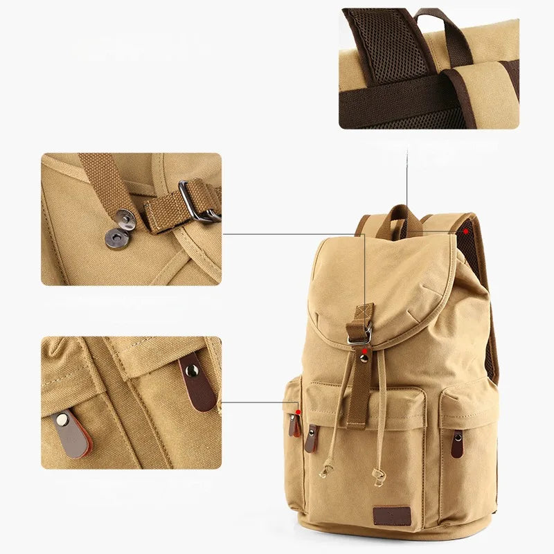 Vintage Canvas Backpack Large Capacity 15.6inch Laptop Casual Bag - Health Rise Base