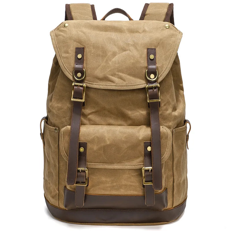 Retro Oil Wax Canvas Waterproof Backpack - Health Rise Base