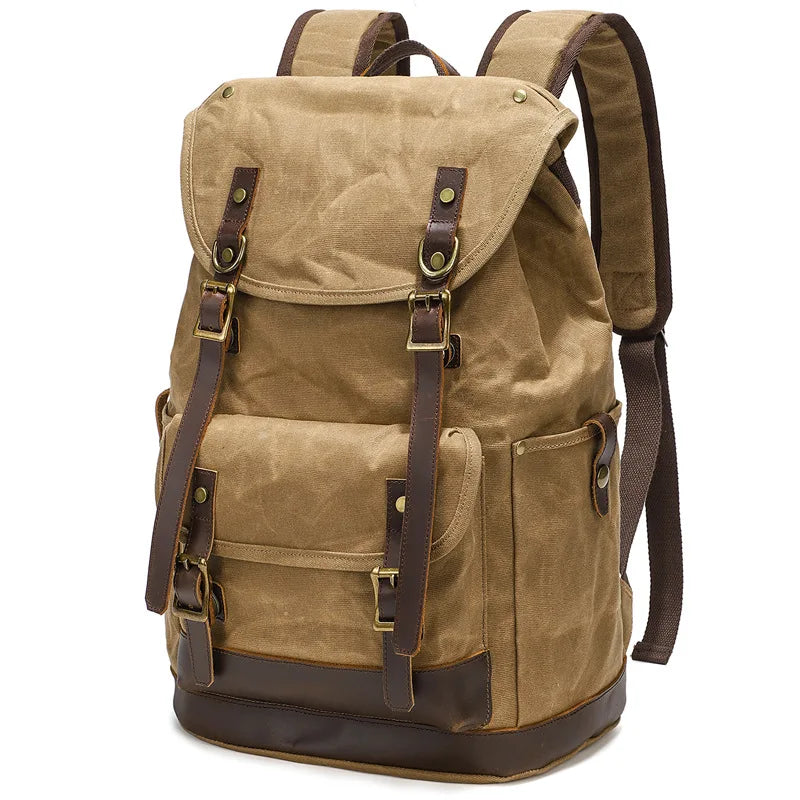 Retro Oil Wax Canvas Waterproof Backpack - Health Rise Base