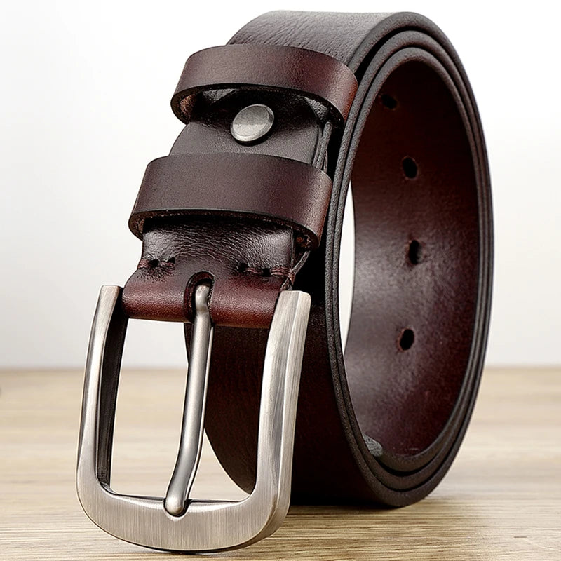 Men's Genuine Leather Belt with Needle Buckle, Top Layer Cowhide - Health Rise Base