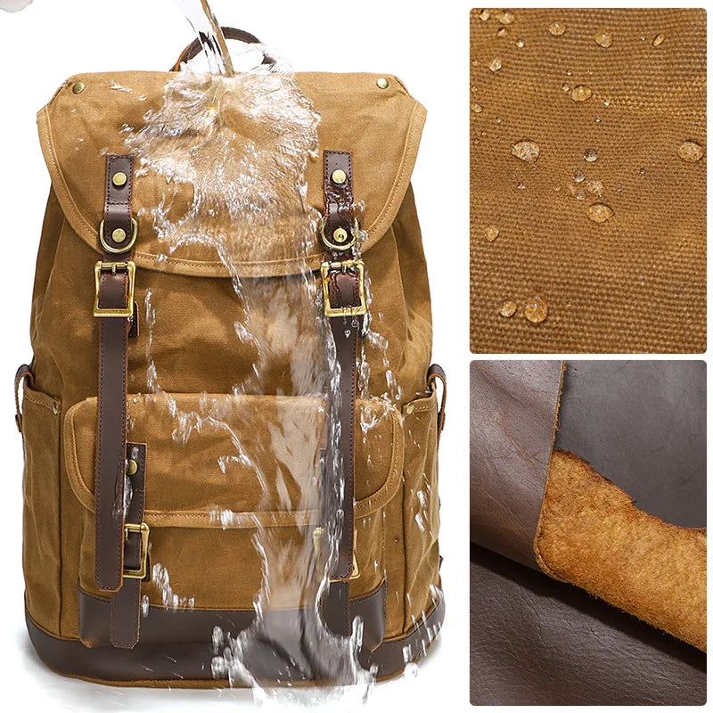 Retro Oil Wax Canvas Waterproof Backpack - Health Rise Base