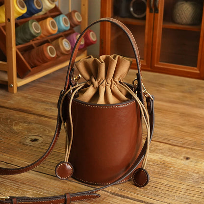 Girlfriend Gift Leather Women's Handmade Leather Bucket Bag - Health Rise Base