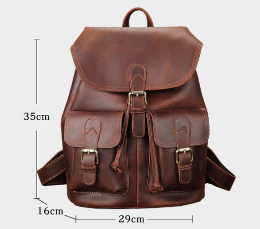 Stylish Men's Leather Backpack - Large Capacity Casual Travel Bag